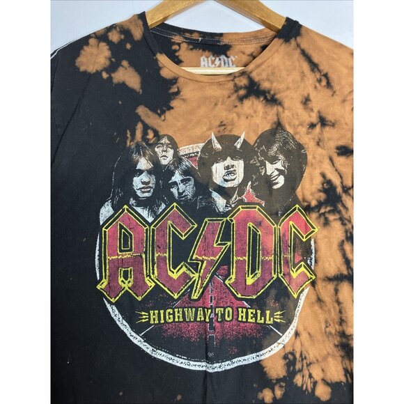AC/DC Highway To Hell Bleach Stained Style Mens Medium T-Shirt READ - Picture 2 of 6